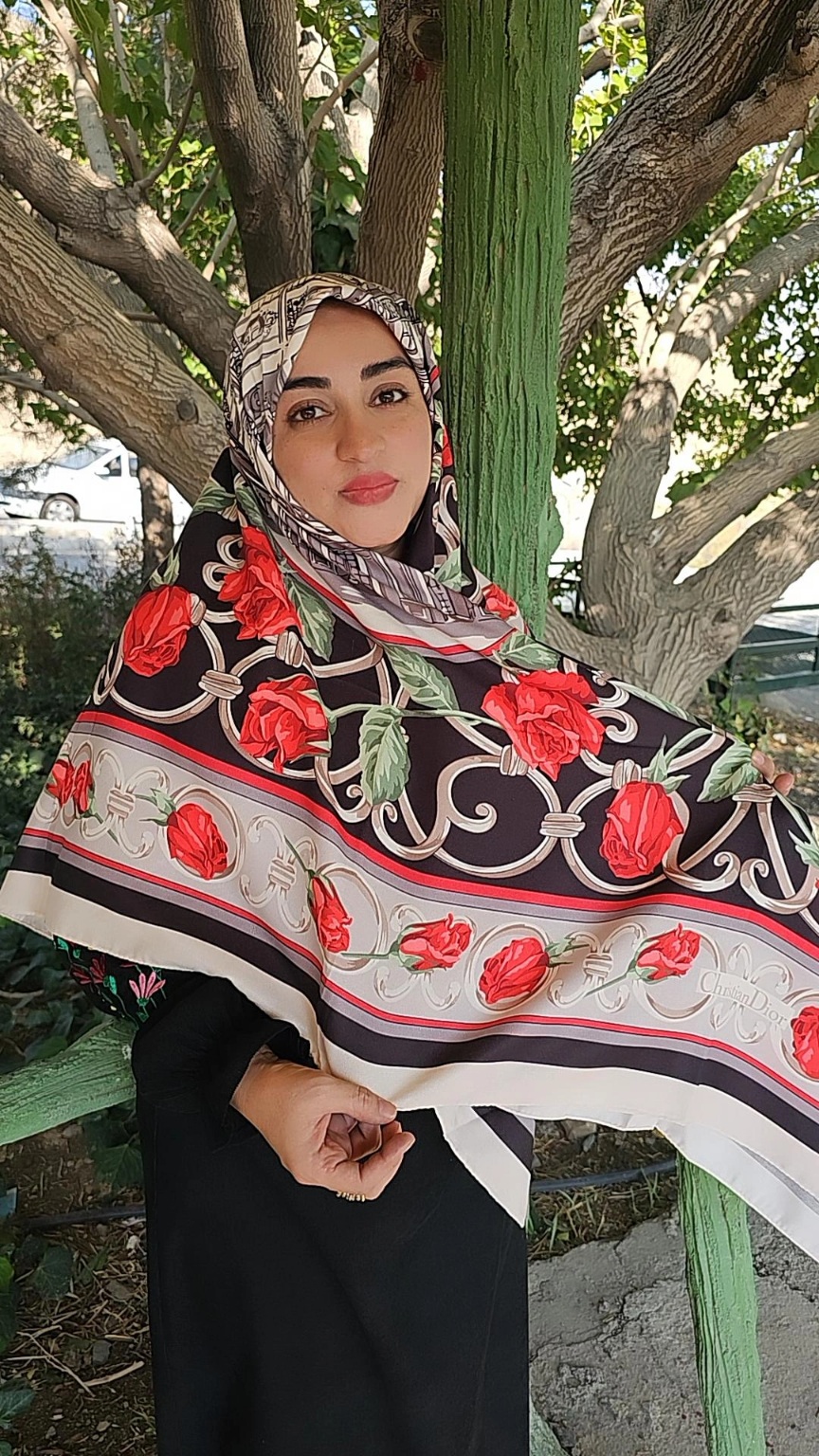 روسری نخی سیا اسکارف چاپی قواره 140 دور دوخت طرح ونیز
