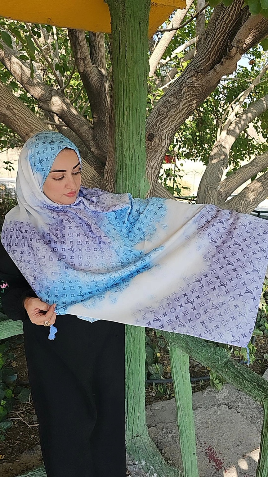 شال نخ مینیاتور طرح lv قواره 80*180 دو رو